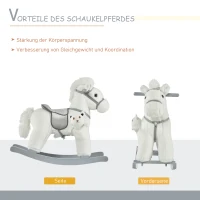 HOMCOM hobbelpaard voor kinderen baby schommeldier hert met dierengeluiden speelgoed handgrepen voor 18-36 maanden pluche wit 65 x 26 x 55 cm(m-5)