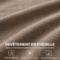 HOMCOM Canapé 3 Places en Chenille 244 cm, Canapé Salon Moderne, Assise et Accoudoirs Larges, Ressorts Ensachés, Marron Clair(m-7)