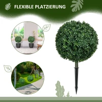 HOMCOM Kunstmatige Buxusboom Duo, Realistisch & Weerbestendig, Onderhoudsvrij, 70 cm Hoog(m-4)