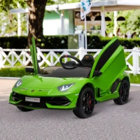 HOMCOM Macchina Elettrica per Bambini con Telecomando Marchio Lamborghini Aventador, Età 3-8 Anni, Verde(m-10)