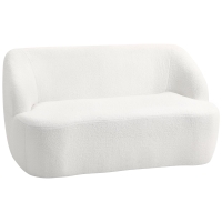 HOMCOM 2-zitsbank, vloeiend ontwerp, stoffen bank met fleece bekleding, voor woonkamer, slaapkamer, thuiskantoor, Crème wit