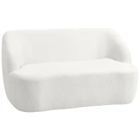 HOMCOM 2-zitsbank, vloeiend ontwerp, stoffen bank met fleece bekleding, voor woonkamer, slaapkamer, thuiskantoor, Crème wit(m-1)