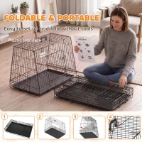 PawHut 35"(90 cm) Car Dog Crate Medium Large Collapsible Slanted Travel Dog Cage with Tray for Car Boot(m-6)