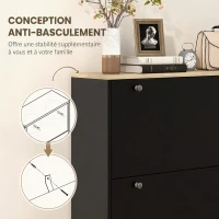 HOMCOM Meuble à Chaussures 24 Paires, Armoire à Chaussures Étroite avec 3 Tiroirs Rabattables, Étagères Réglables, Noir(m-7)