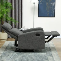 HOMCOM Relaxfauteuil, verstelbare ligstoel met aanpasbare beensteun, moderne woonkamerfauteuil met stoffen bekleding, grijs(m-9)