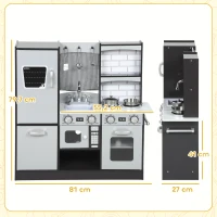 AIYAPLAY Cocina de Juguete de Madera con Sonido Accesorios de Acero Inoxidable para Niños a Partir de 3 Años Marrón Oscuro(m-3)