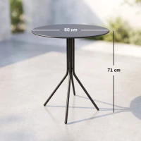 Outsunny Beistelltisch Garten Ø60 x 71 cm wetterfester Gartentisch mit Fußpolster, Rund Stahl 30kg belastbar(m-3)