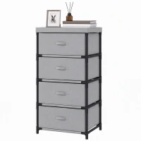 HOMCOM Ladekast met stalen frame en 4 lades, 42 x 32 x 80 cm, grijs/zwart(m-14)