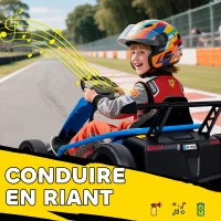 AIYAPLAY Voiture électrique GoKart kart électrique pour enfants 2 x 24 V moteurs mode dérive à 13 km/h 119 x 77 x 54 cm bleu(m-7)