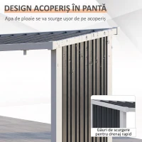 Outsunny Suport exterior pentru lemne, din oțel galvanizat, cu bază înălțată și acoperiș înclinat, 1,34 m², gri închis(m-4)