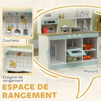 AIYAPLAY Cuisine enfant jouet d'imitation, dinette enfant avec lumières et sons réalistes, 88,6 x 31,7 x 90,4 cm, blanc(m-7)