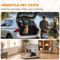 PawHut 35"(90 cm) Car Dog Crate Medium Large Collapsible Slanted Travel Dog Cage with Tray for Car Boot(m-4)