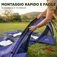 Outsunny Tenda a Tunnel per 4 Persone con Camera e Zona Giorno, Impermeabile 3000 mm, Tenda da Campeggio, Blu Scuro(m-6)