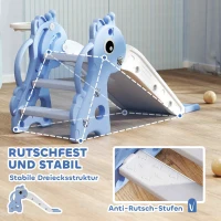 AIYAPLAY 3-in-1 Kinder Glijbaan in Giraffenvorm met Basketbalring, Bal, Blauw(m-7)