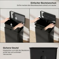 HOMCOM Pedaalemmer 20 liter met softclose-deksel, pedaal en uitneembare binnenemmer, matzwart, 34,2 x 30,6 x 44,2 cm(m-7)