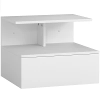 HOMCOM Zwevend nachtkastje met lade en open vak, wit, 39,8 x 35 x 31,6 cm(m-1)