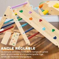AIYAPLAY Triangle escalade enfants 3 en 1, rampe double-face pour grimper et glisser, charge 50 kg, 147x64,5x63cm, multicolore(m-6)