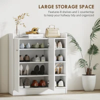 HOMCOM Shoe Storage Cabinet  Two Doors w/ Adjustable 4 Shelves Cupboard Footwear Rack Stand Organiser Hallway White(m-4)