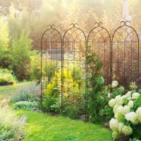 Outsunny Lot de 2 treillis de jardin, support pour plantes grimpantes en métal, 50L x 181H cm, noir(m-10)