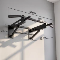 SPORTNOW Pull Up Bar Wall Mounted Chin Up Bar with Folding Design, 3 Hooks for Resistance Bands, Supports up to 120 kg, Black(m-3)