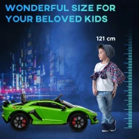 HOMCOM Macchina Elettrica per Bambini con Telecomando Marchio Lamborghini Aventador, Età 3-8 Anni, Verde(m-8)