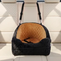 PawHut Dog Car Seat, Detachable Washable Dog Booster Seat with Thick Cushion, Seat Belt, Pockets for Small Under 10kg, Brown(m-8)