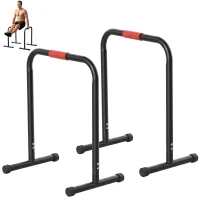 HOMCOM Barras Paralelas Training Soporte con Mango Extra Ancho para Flexiones Inclinadas Musculación Calistenia Dips 63x41x73 cm Negro(m-1)