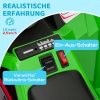 HOMCOM Elektro-Kinderquad, 2,5 km/h, Vorwärts- & Rückwärtsgang, für 18-36 Monate, Grün(m-5)