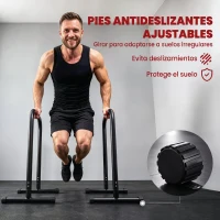 HOMCOM Barras Paralelas Training Soporte con Mango Extra Ancho para Flexiones Inclinadas Musculación Calistenia Dips 63x41x73 cm Negro(m-7)