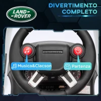 AIYAPLAY Macchina per Bambini con Licenza Land Rover 6V, Funzionamento Elettrico e a Spinta, Velocità 3km/h, Bianco(m-6)