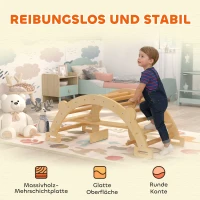 AIYAPLAY Montessori klimrek voor binnen, 2 in 1 klimboog van hout, voor kinderen 2-4 jaar, 110x52x45 cm, naturel hout(m-5)