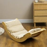 AIYAPLAY Kinder Klimset, 4-in-1 Ontwerp met Boogbrug, Schommelschommel, Kussen, Glijbaan, voor Binnenshuis, Hout(m-8)