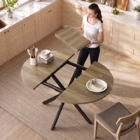HOMCOM Uitschuifbare eettafel voor 4-6 personen, keukentafel in industriële look met X-vormig onderstel, bruine houtlook(m-8)
