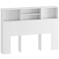 HOMCOM Tête de lit sur pied avec rangements, accessoire de lit 4 compartiments ouverts, 140 x 19 x 103,5 cm, blanc