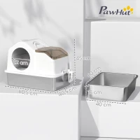 PawHut Maison de toilette pour chat avec couvercle amovible, bac à litière chat fermé côtés hauts, 60,5x40,5x45cm, blanc(m-3)
