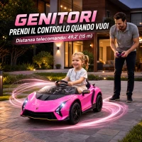 AIYAPLAY Macchina Elettrica Bambini 3-6 Anni 12V Lamborghini Autentica con 2 Motori, Porta a Forbice, Sospensioni, Rosa(m-5)