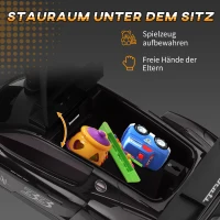 AIYAPLAY Rutschauto, Maserati, Stauraum, Hupe & Musik, Flüsterreifen, für 1,5 bis 5 Jahre, bis 25 kg, Schwarz(m-6)