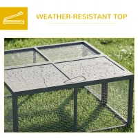 PawHut Wooden Folding Rabbit Hutch, for 2-3 Rabbits - Grey(m-7)