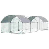 PawHut Walk In Chicken Run Galvanised Chicken Coop Hen Poultry House Cage Pet Playpen Garden with Water-Resist Covers(m-11)