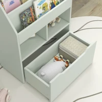 HOMCOM Kinderrek met Lade, Boekenrek met Vakken, 60 x 29,9 x 90 cm, Groen(m-8)