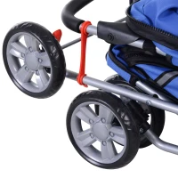 PawHut Pet Stroller for Small Miniature Dogs Cats Foldable Travel Carriage with Wheels Zipper Entry Cup Holder Storage Basket Blue(m-9)