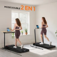 SPORTNOW Tapis de marche 2 en 1, tapis de course pliable Inclinaison à 10% 6 KM/H, moteur 2,0 HP, télécommande 109x48x100cm noir(m-5)