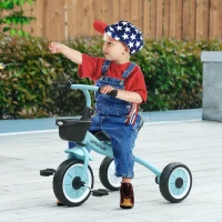 AIYAPLAY Kids Trike, Tricycle, with Adjustable Seat, Basket, Bell, for Ages 2-5 Years - Blue(m-2)