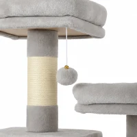 PawHut Krabpaal 204 cm, kattenboom met huisjes en ladder, meerlaagse krabpaal voor 1-3 katten tot 6 kg, lichtgrijs(m-10)