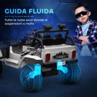 AIYAPLAY Macchina per Bambini Elettrica Fuoristrada 12V con Doppio Motore, Età 3-6 Anni, Telecomando e Luci, Bianco(m-7)