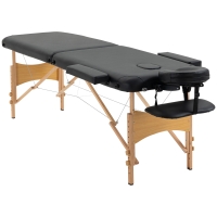 HOMCOM Massagetisch, klappbare Massageliege, höhenverstellbare Massagebank für Spa, Salon, Kunstleder, Holz, Schwarz
