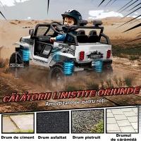 AIYAPLAY Mașină Electrică pentru Copii Off-Road 12V cu Dublu Motor, Vârsta 3-6 Ani, Telecomandă și Lumini, Albă(m-6)
