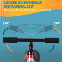 HOMCOM kinderloopfiets kinderfiets zijwielen pedalen 2-5 jaar PP rood(m-6)