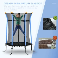 HOMCOM Trambulină pentru Copii cu Intrare cu Fermoar și Stâlpi Căptușiți, din Oțel, PP și EPE, 122L x 111A x 190Î cm, Albastru(m-4)