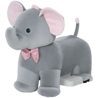 AIYAPLAY Elefante Elétrico com Música Bateria 6V com Toque Suave Rodas Silenciosas de PU e Pedal 74x34x51 cm Cinzento(m-11)